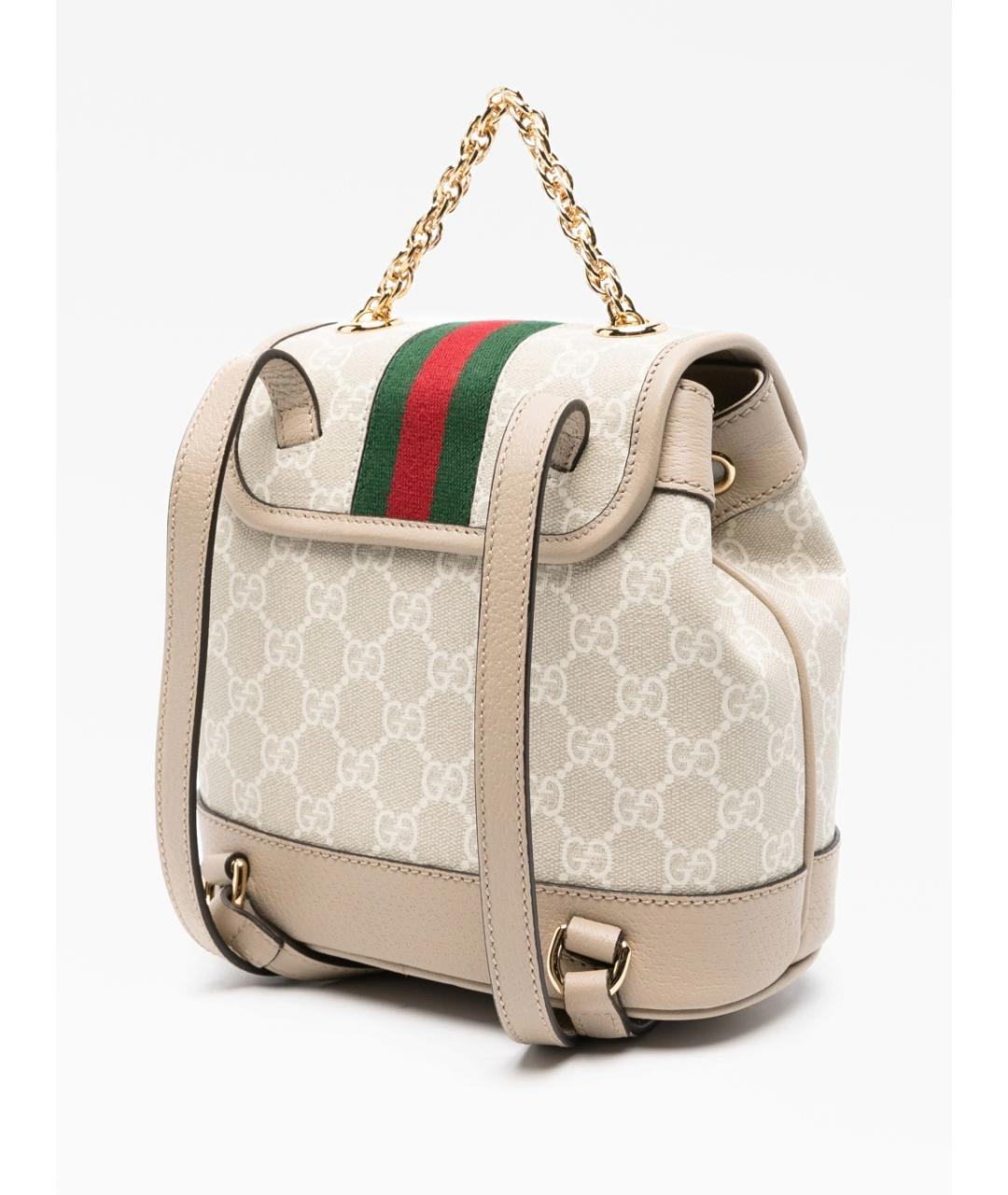 GUCCI Бежевый кожаный рюкзак, фото 2