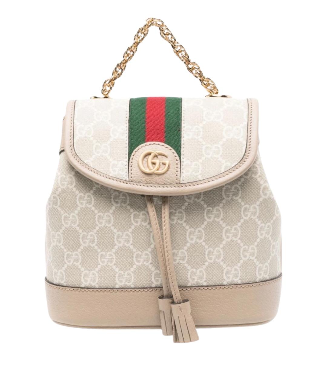 GUCCI Бежевый кожаный рюкзак, фото 1