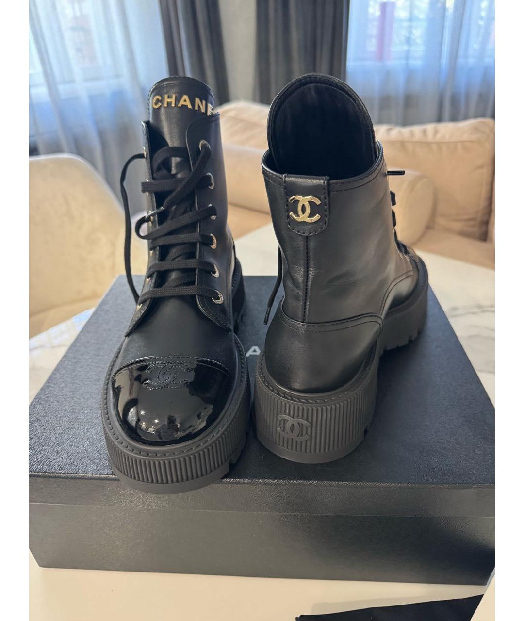CHANEL Черные кожаные ботинки, фото 3