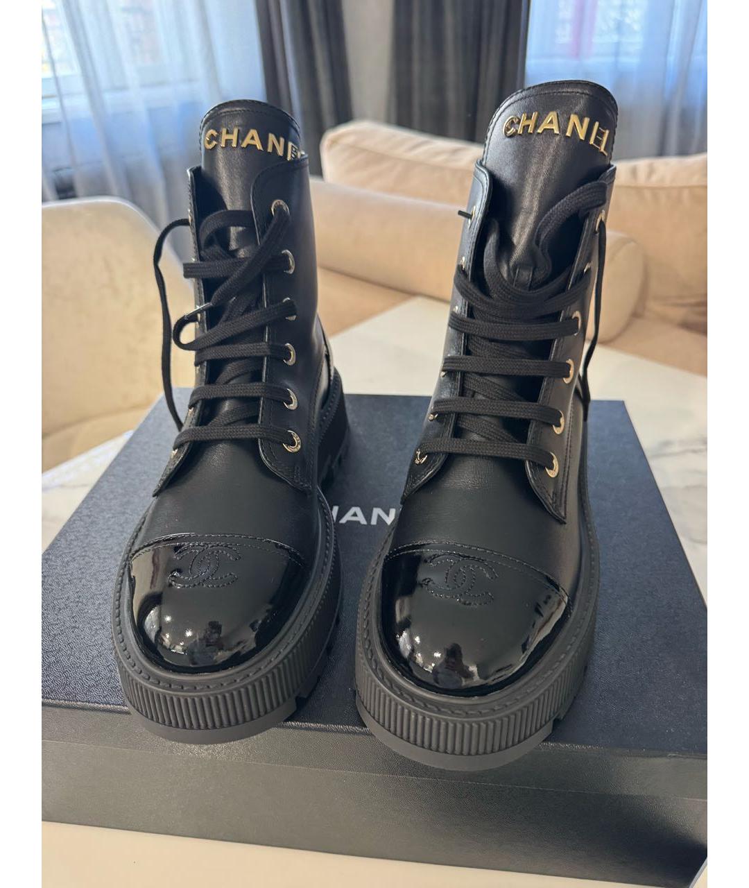CHANEL Черные кожаные ботинки, фото 2
