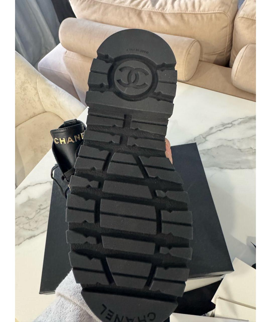 CHANEL Черные кожаные ботинки, фото 4