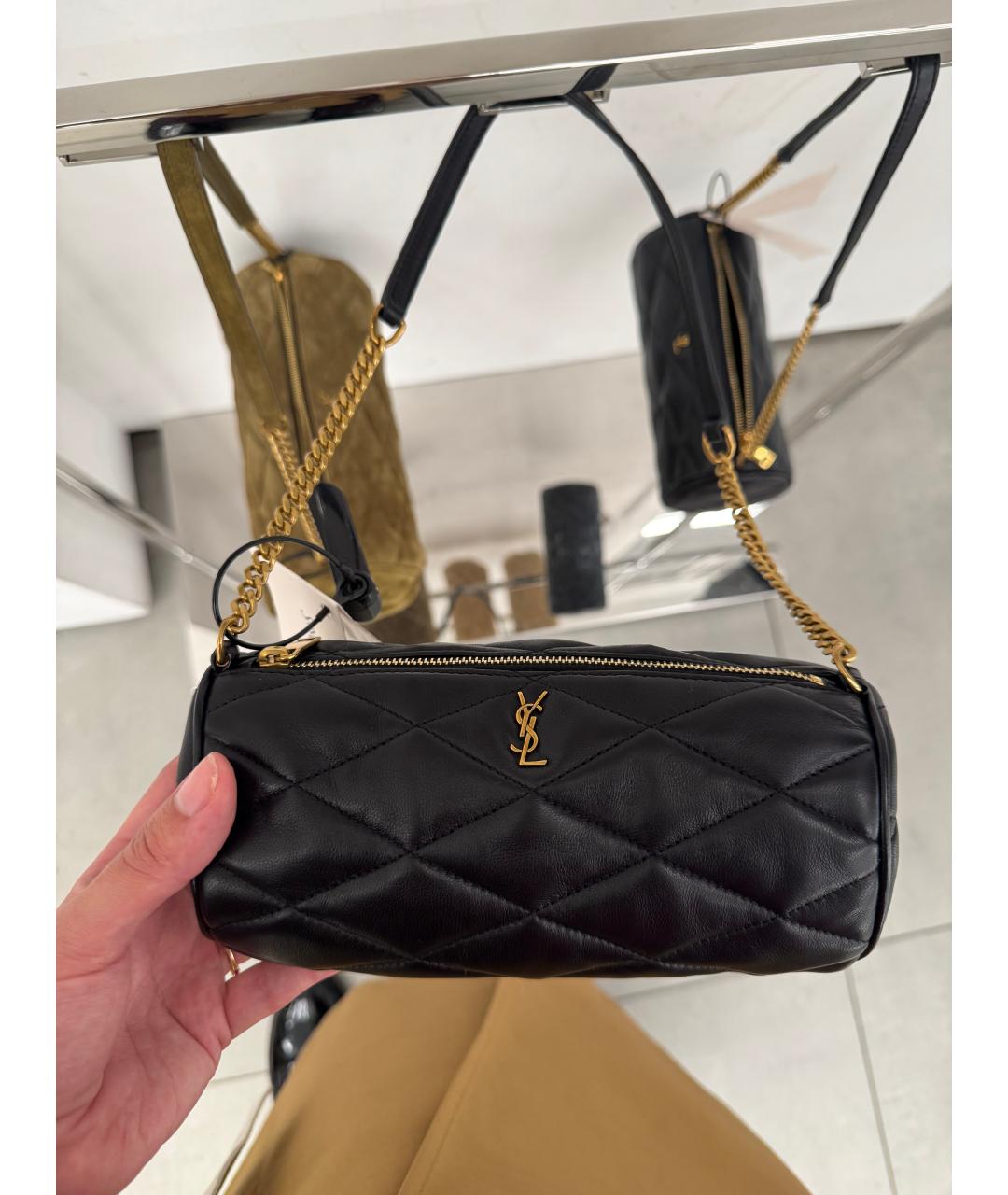 SAINT LAURENT Черная кожаная сумка через плечо, фото 2