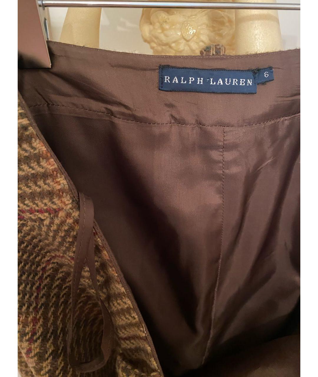 RALPH LAUREN Коричневая твидовая юбка макси, фото 5