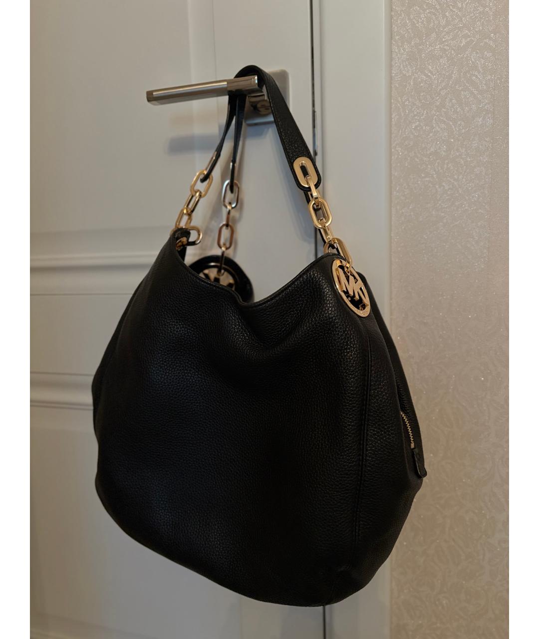 MICHAEL KORS Черная кожаная сумка тоут, фото 4