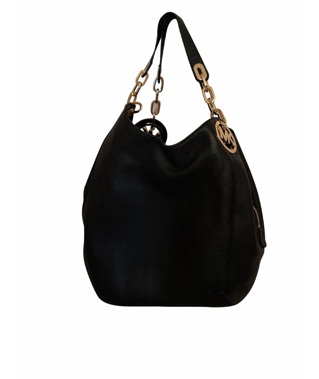 MICHAEL KORS Черная кожаная сумка тоут, фото 1
