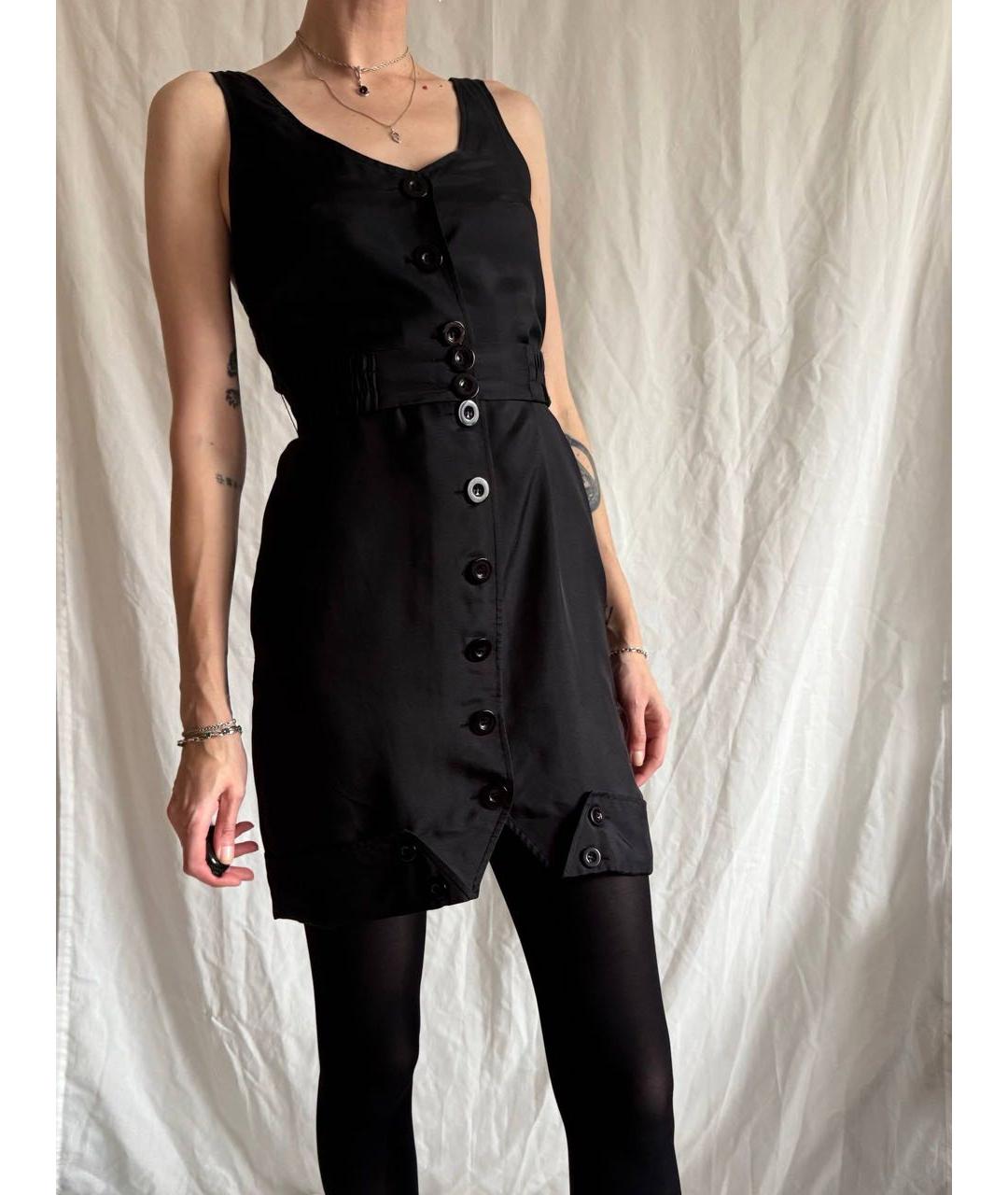 HELMUT LANG Черное вискозное повседневное платье, фото 7
