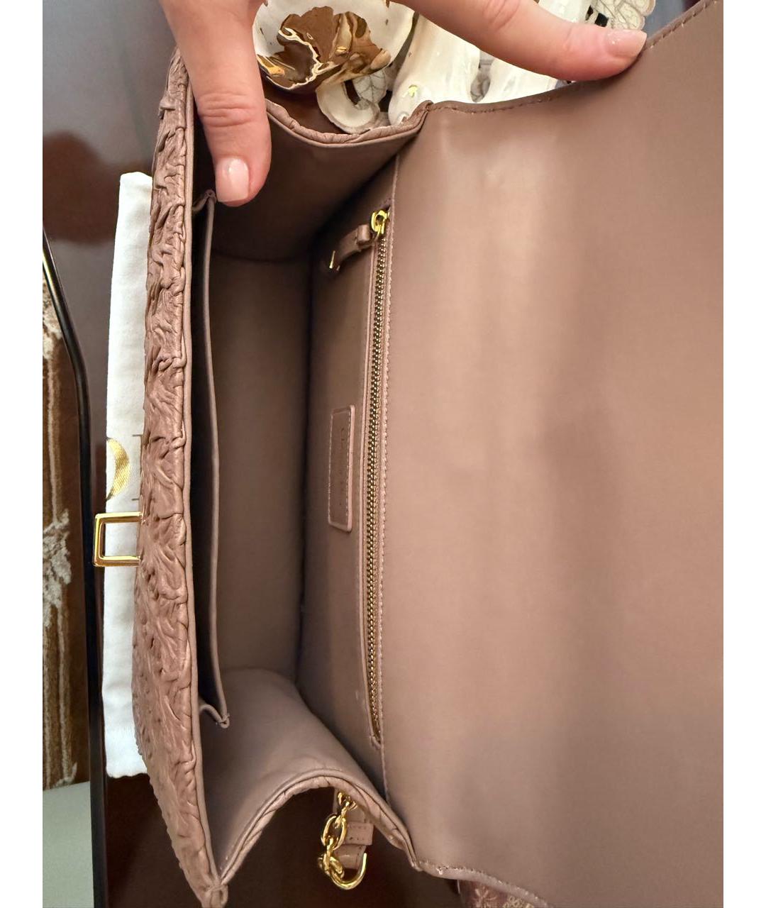 CHRISTIAN DIOR Коралловая кожаная сумка через плечо, фото 7