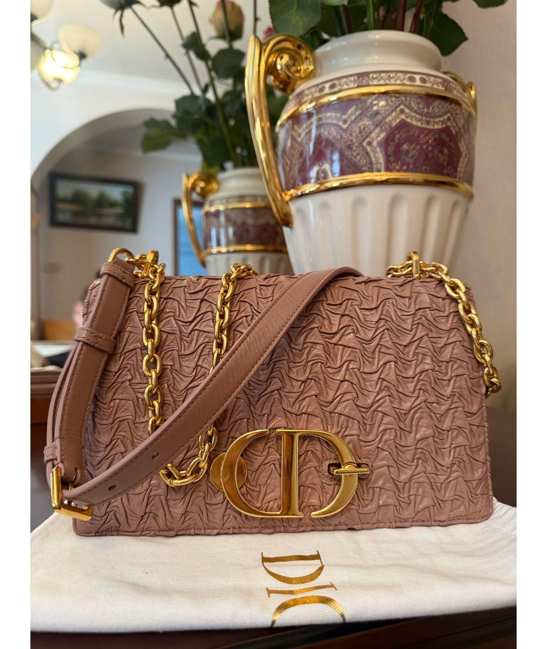 CHRISTIAN DIOR Коралловая кожаная сумка через плечо, фото 9