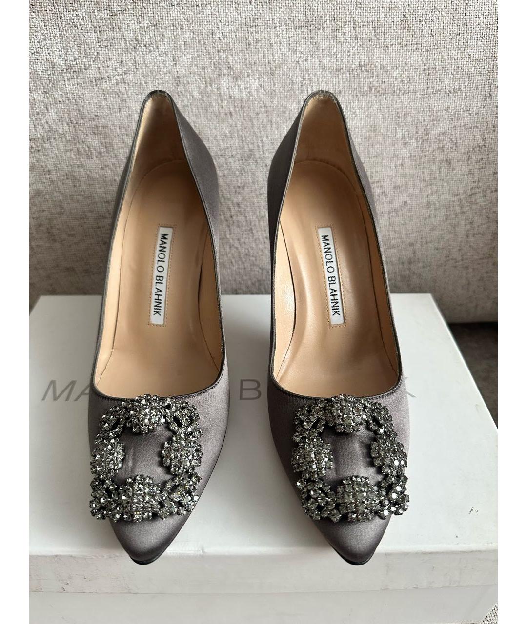 MANOLO BLAHNIK Антрацитовые текстильные туфли, фото 2