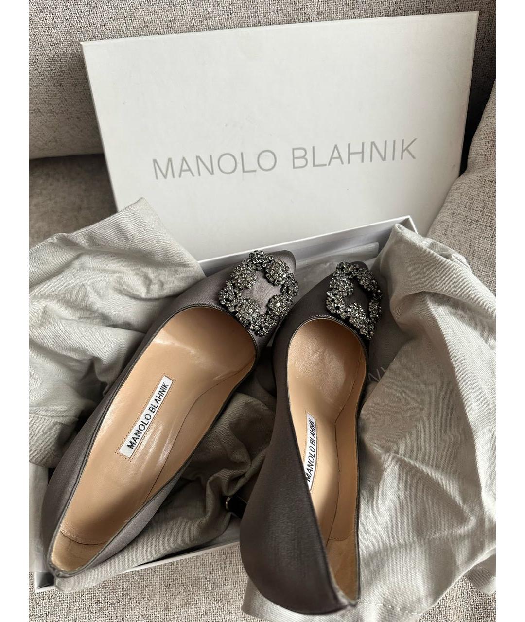 MANOLO BLAHNIK Антрацитовые текстильные туфли, фото 5