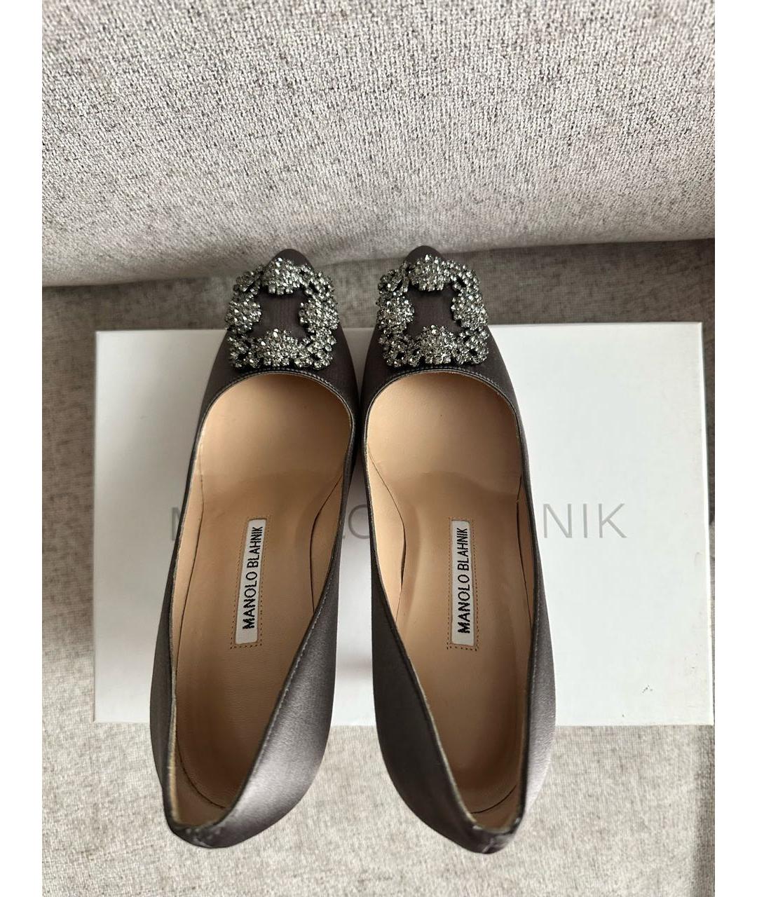 MANOLO BLAHNIK Антрацитовые текстильные туфли, фото 3