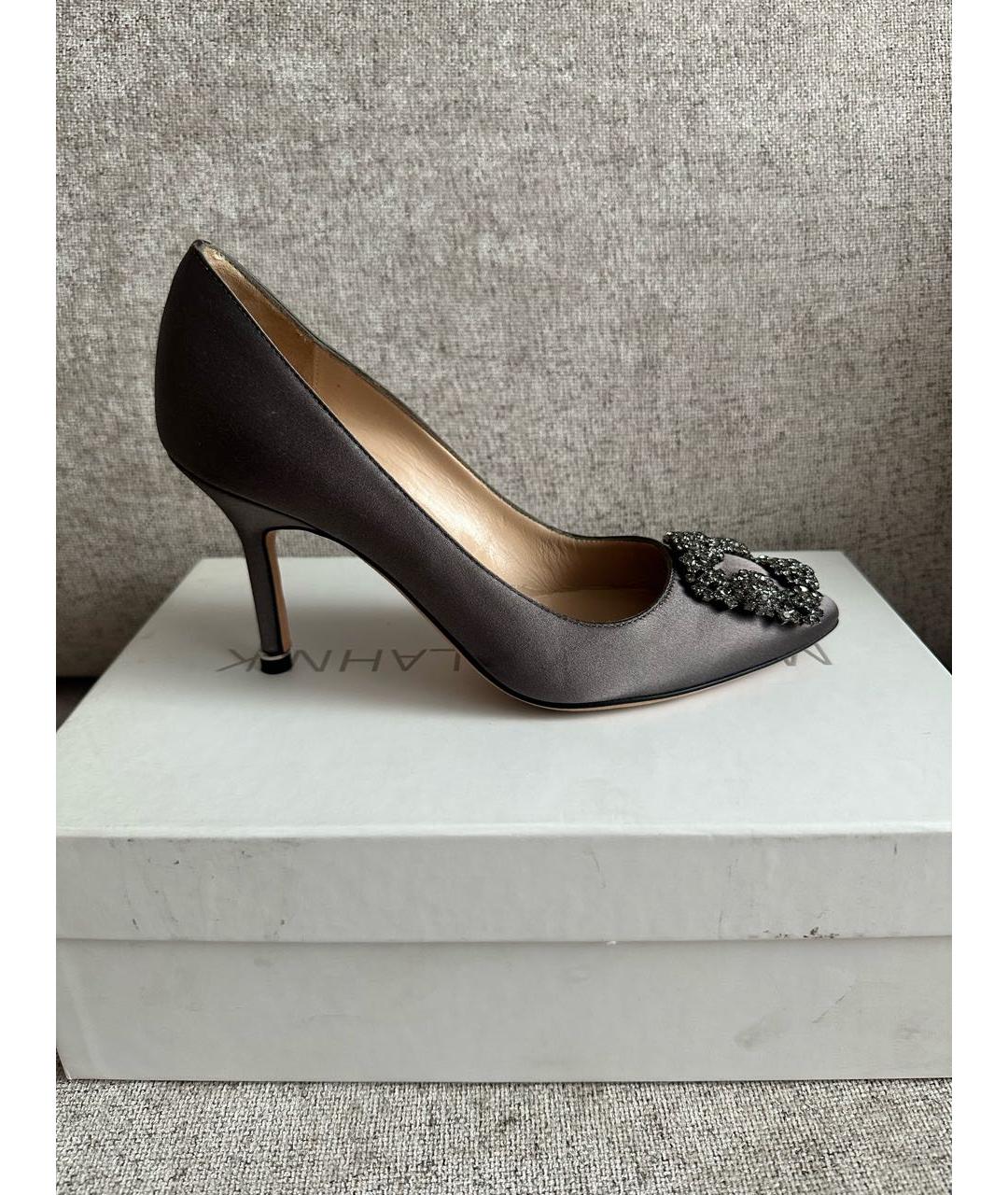 MANOLO BLAHNIK Антрацитовые текстильные туфли, фото 8