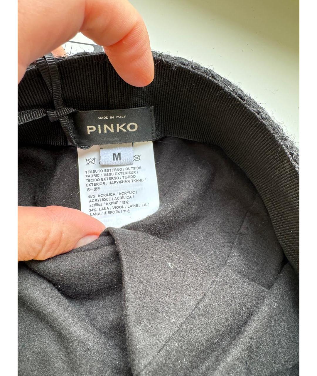 PINKO Черная шерстяная кепка, фото 5