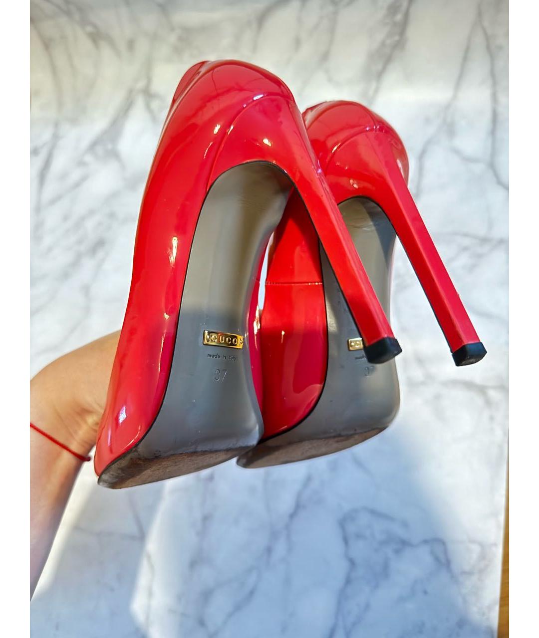GUCCI Красные туфли из лакированной кожи, фото 4