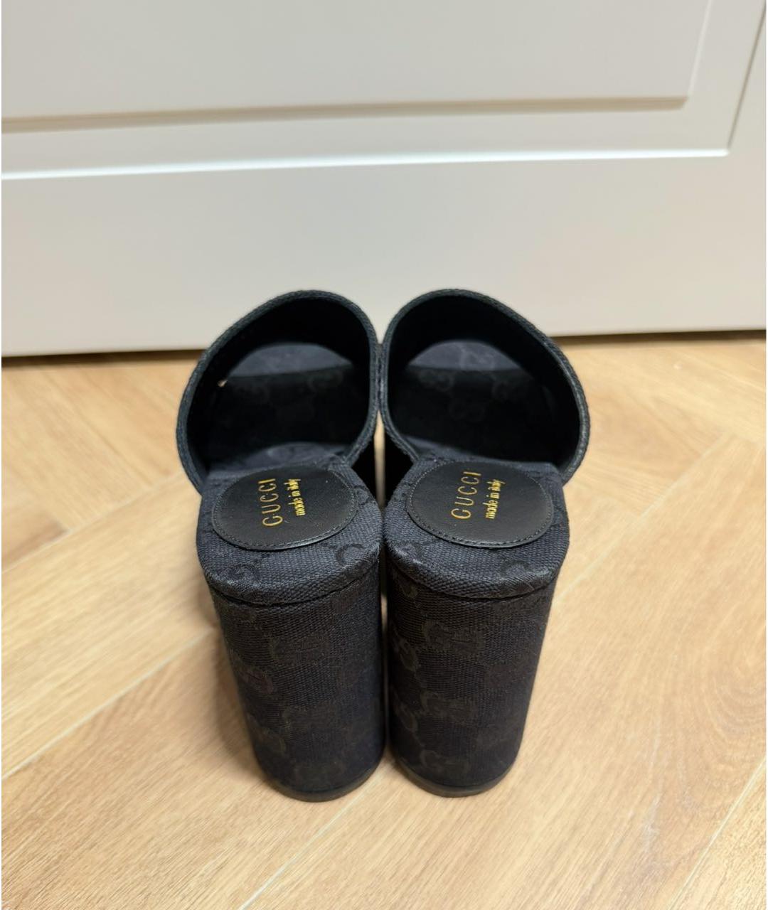 GUCCI Черные текстильные сабо, фото 3
