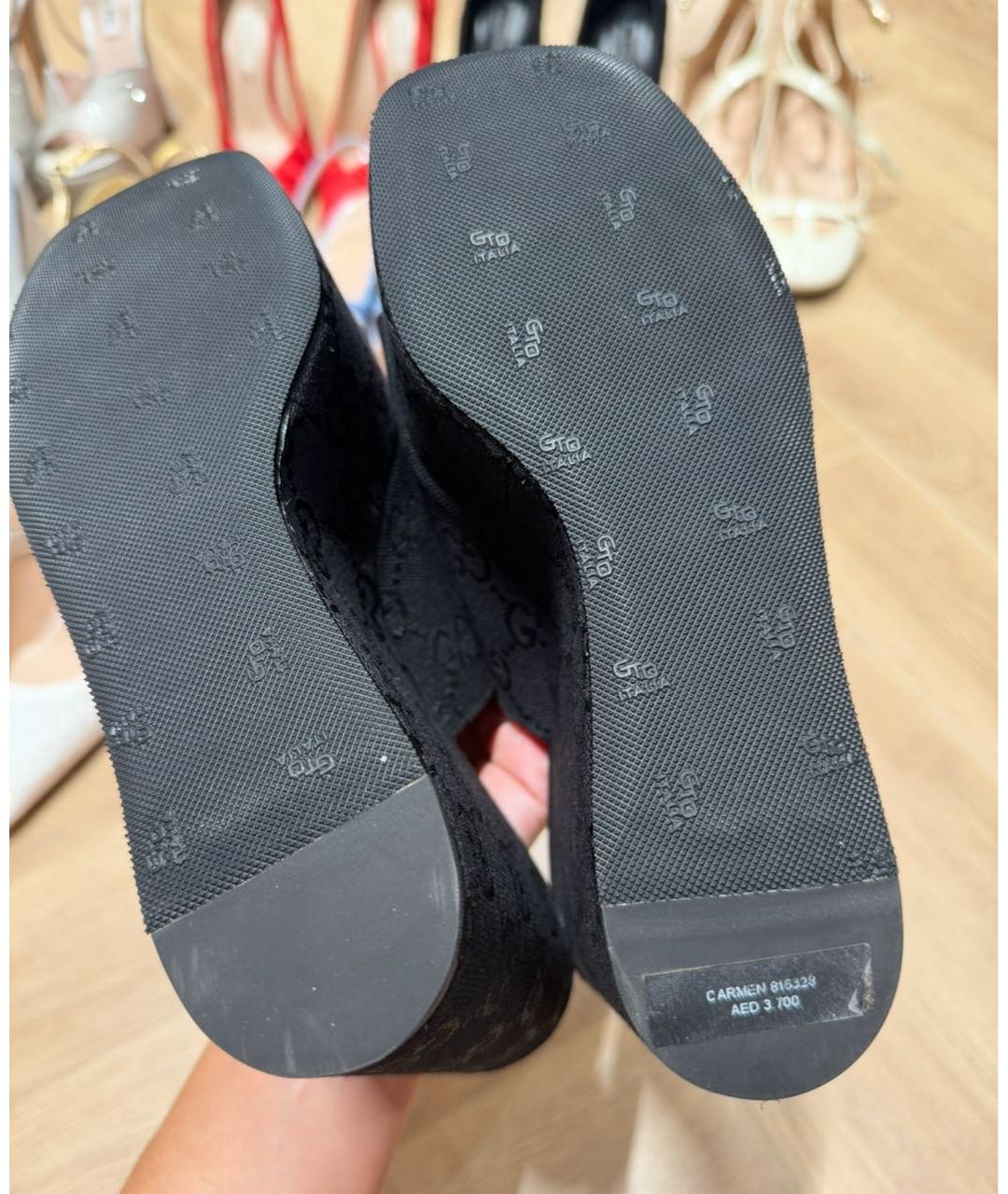 GUCCI Черные текстильные сабо, фото 4