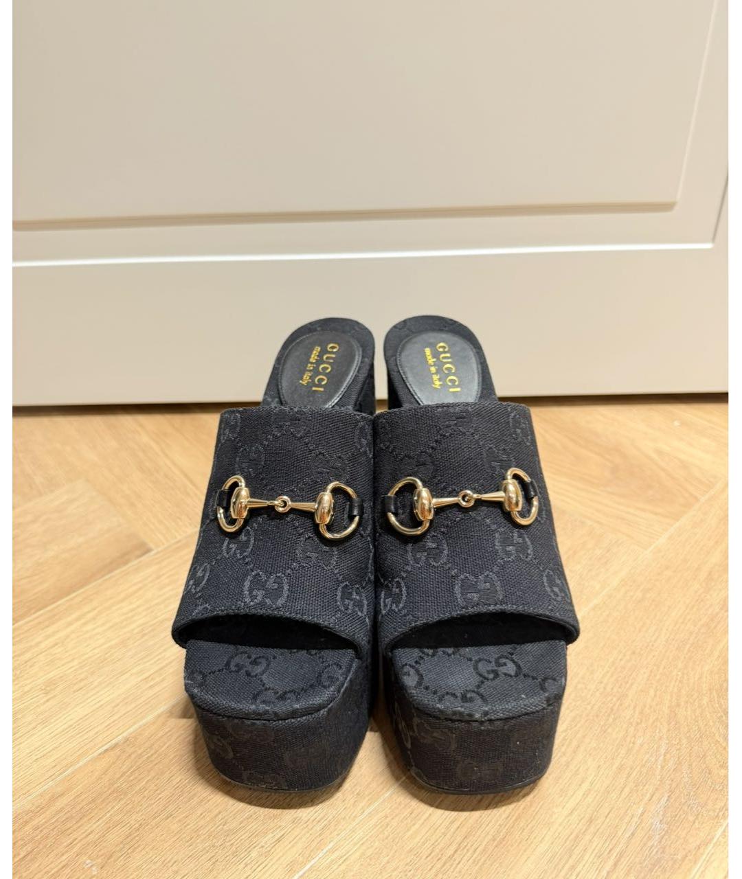 GUCCI Черные текстильные сабо, фото 2