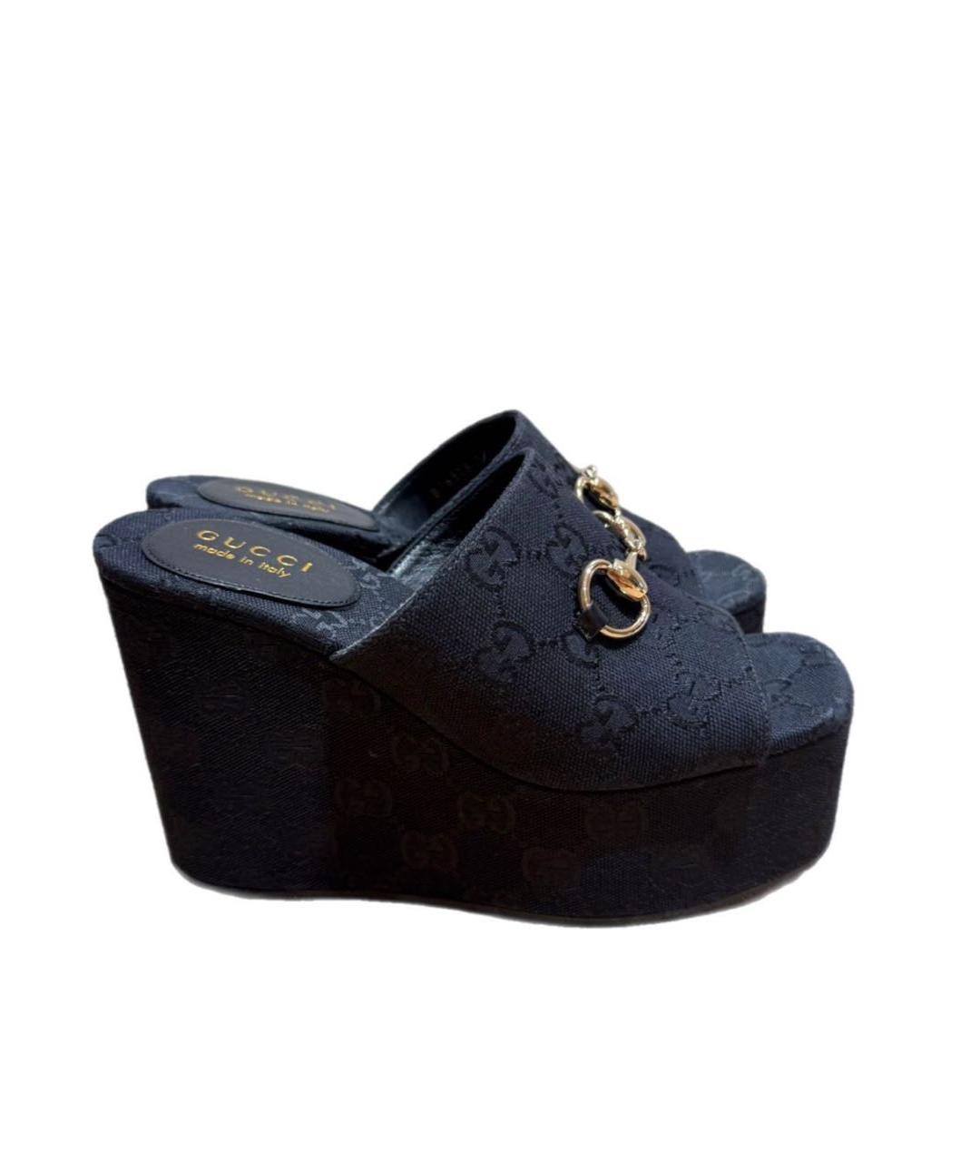 GUCCI Черные текстильные сабо, фото 5