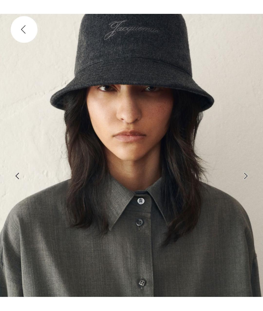 JACQUEMUS Антрацитовая шерстяная панама, фото 2