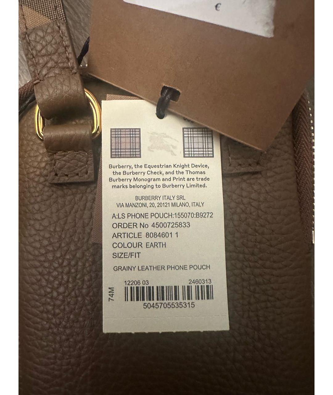 BURBERRY Коричневая кожаная сумка через плечо, фото 4