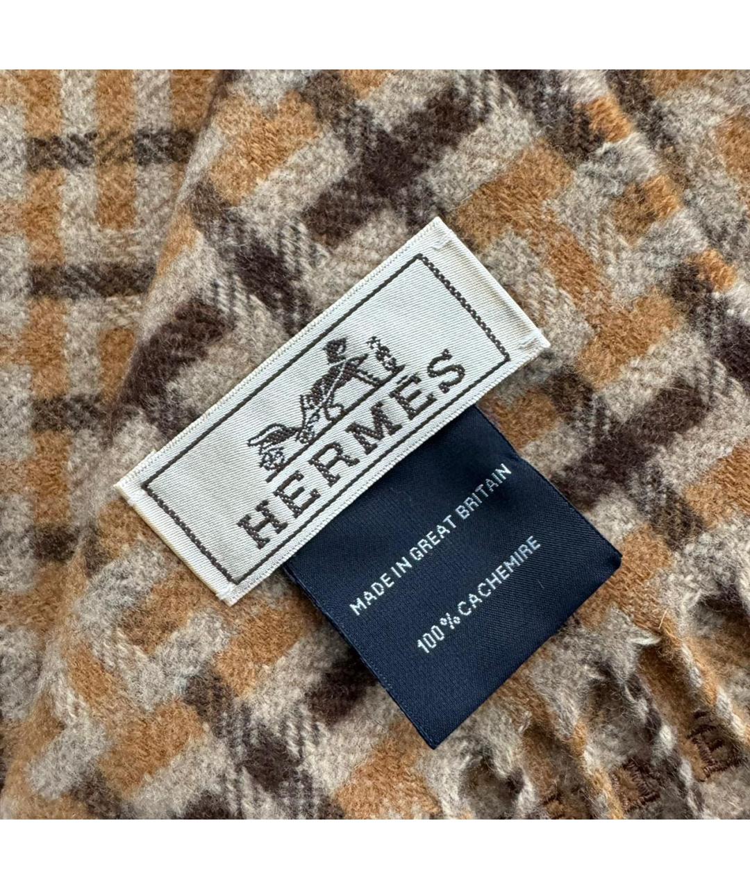 HERMES Бежевый кашемировый шарф, фото 6