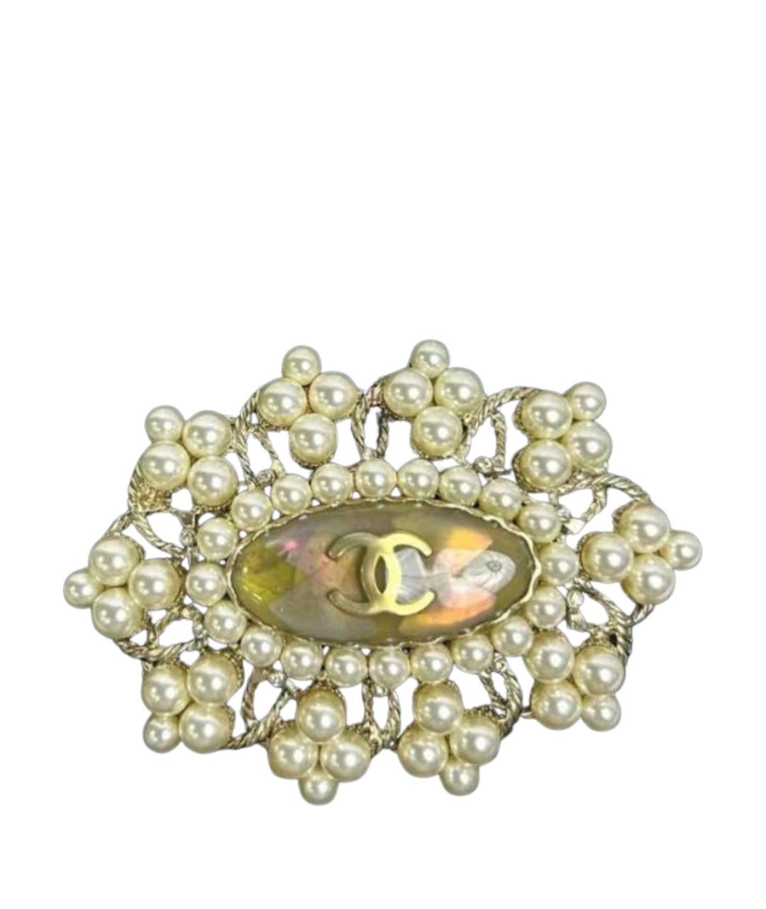 CHANEL Белая металлическая булавка / брошь, фото 1