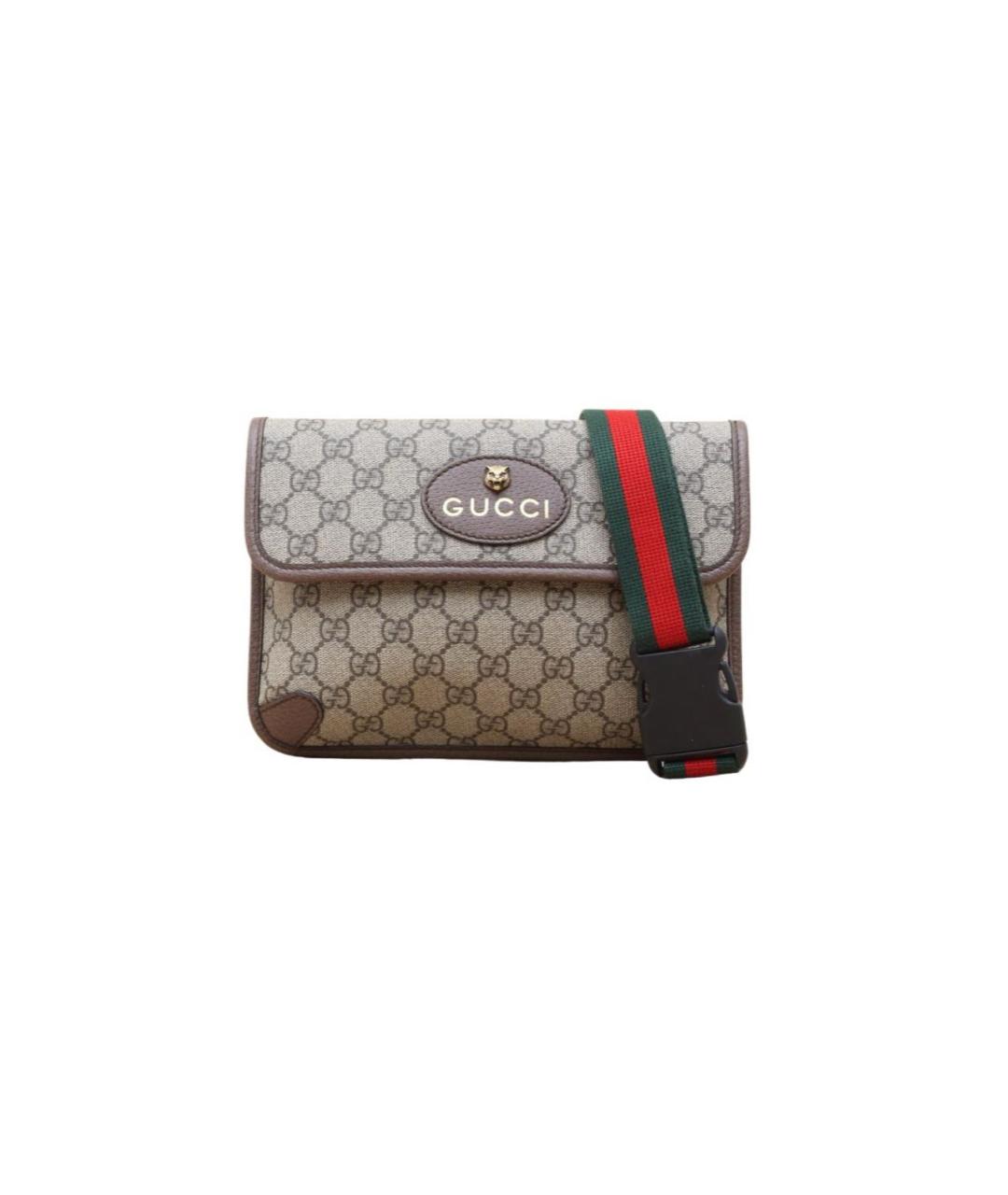 GUCCI Бежевая жаккардовая сумка через плечо, фото 1