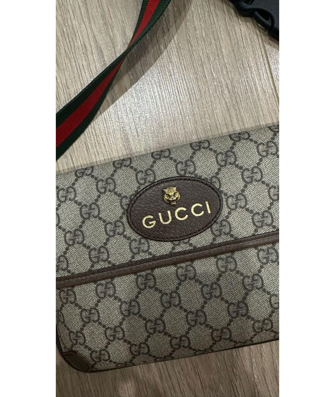 GUCCI Бежевая жаккардовая сумка через плечо, фото 6