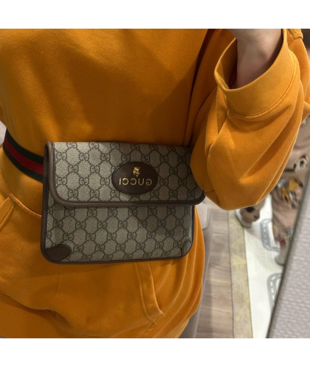 GUCCI Бежевая жаккардовая сумка через плечо, фото 7