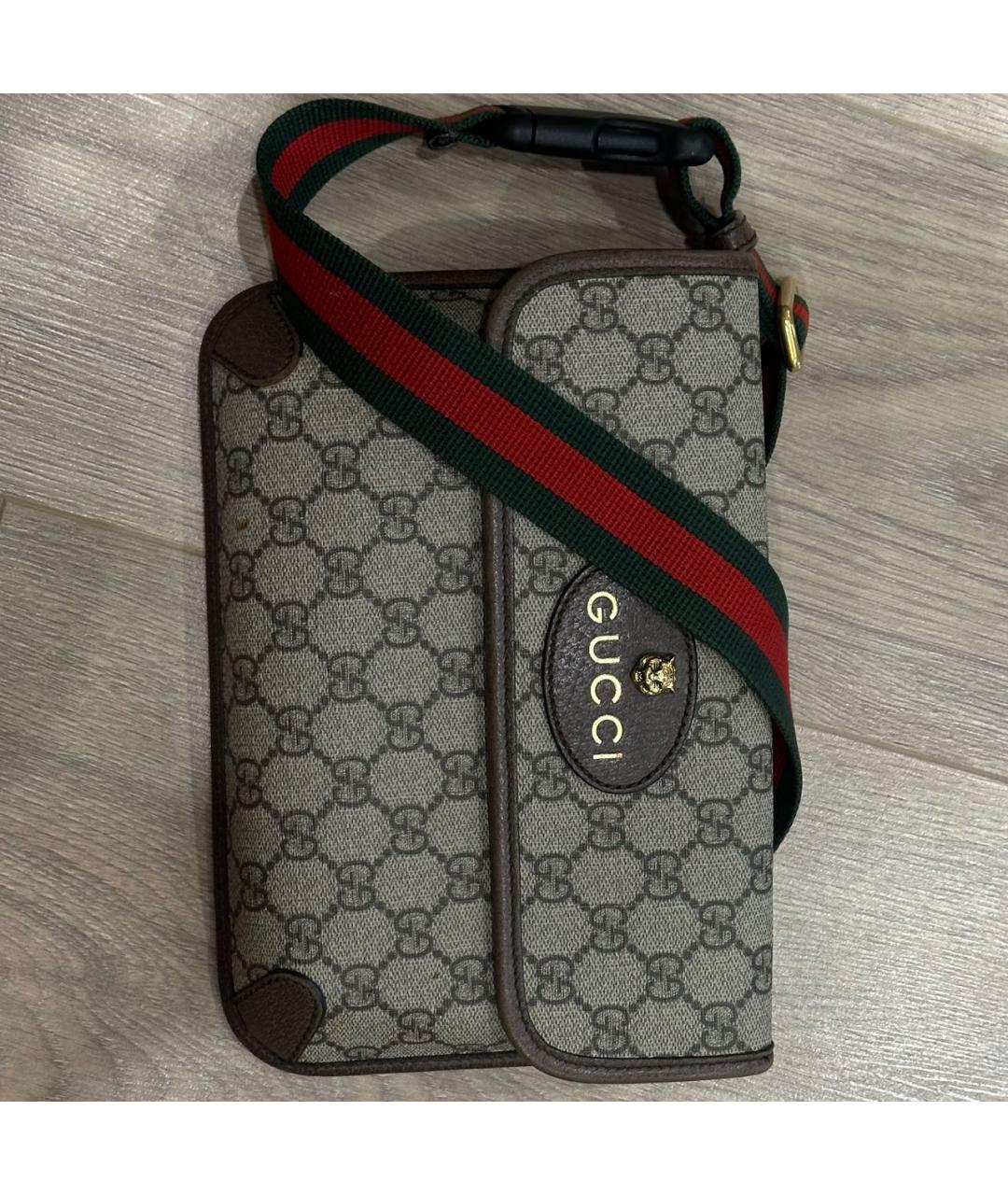 GUCCI Бежевая жаккардовая сумка через плечо, фото 8