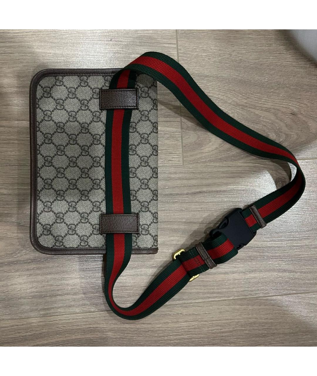 GUCCI Бежевая жаккардовая сумка через плечо, фото 3