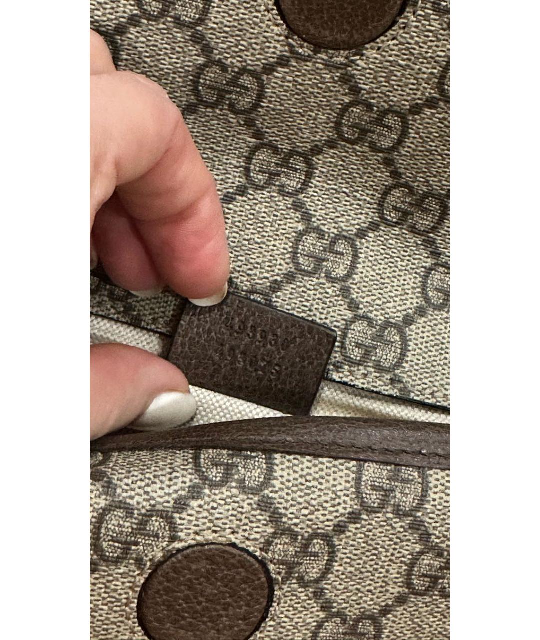 GUCCI Бежевая жаккардовая сумка через плечо, фото 4