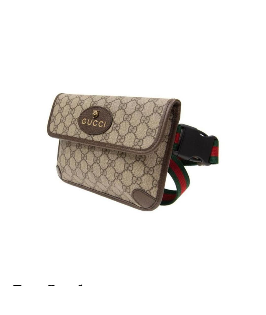 GUCCI Бежевая жаккардовая сумка через плечо, фото 2
