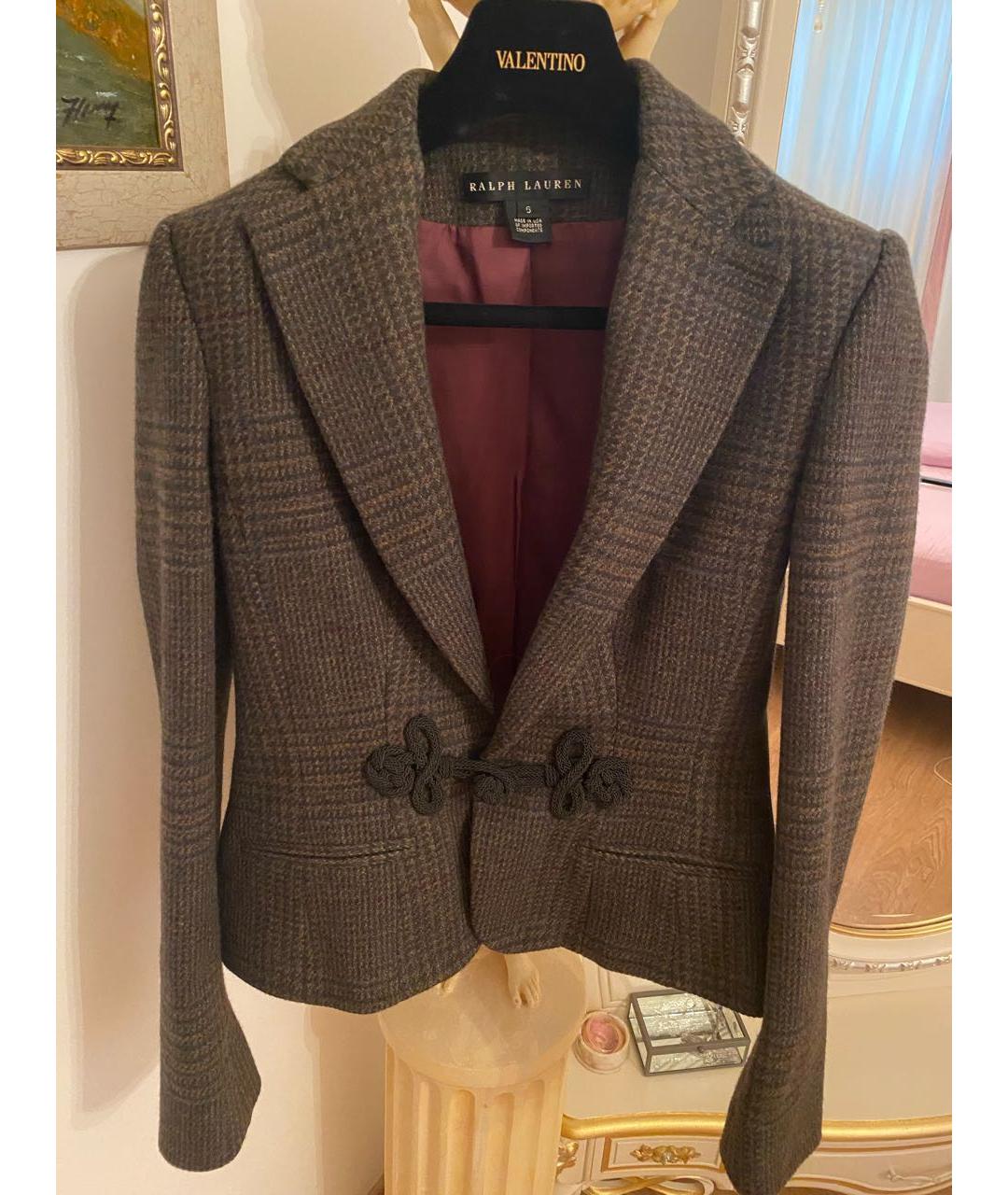 RALPH LAUREN Коричневый твидовый костюм с юбками, фото 6