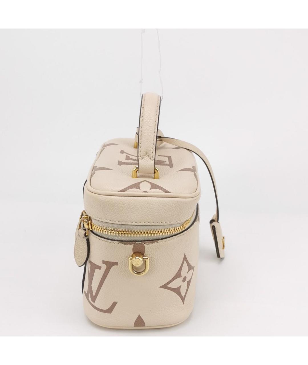 LOUIS VUITTON Бежевая кожаная сумка с короткими ручками, фото 3