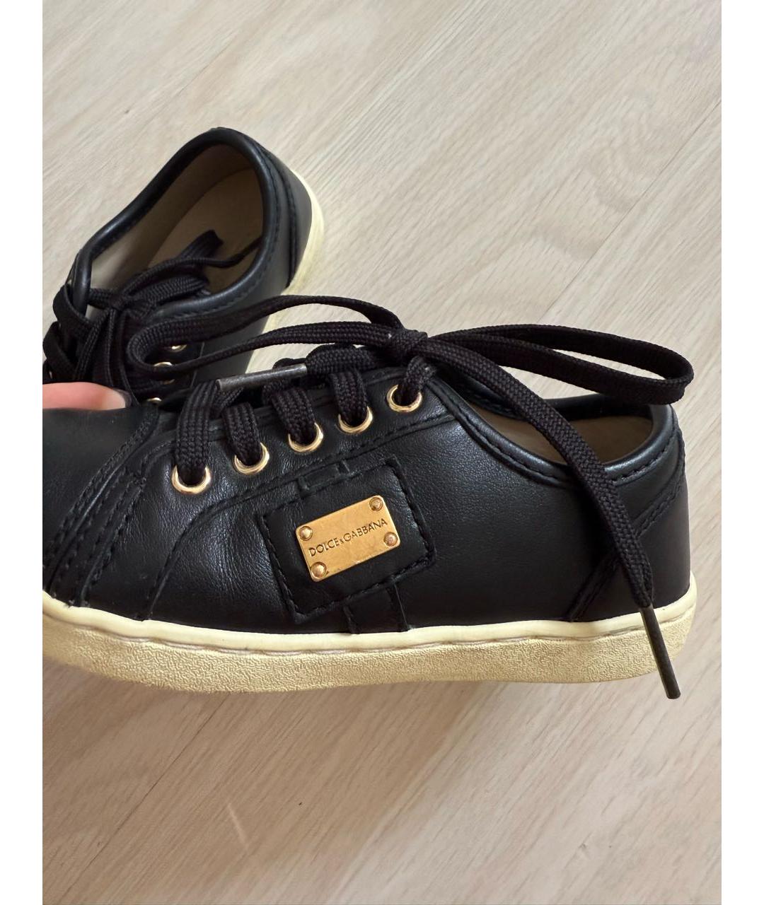 DOLCE&GABBANA Черные кожаные кеды, фото 6