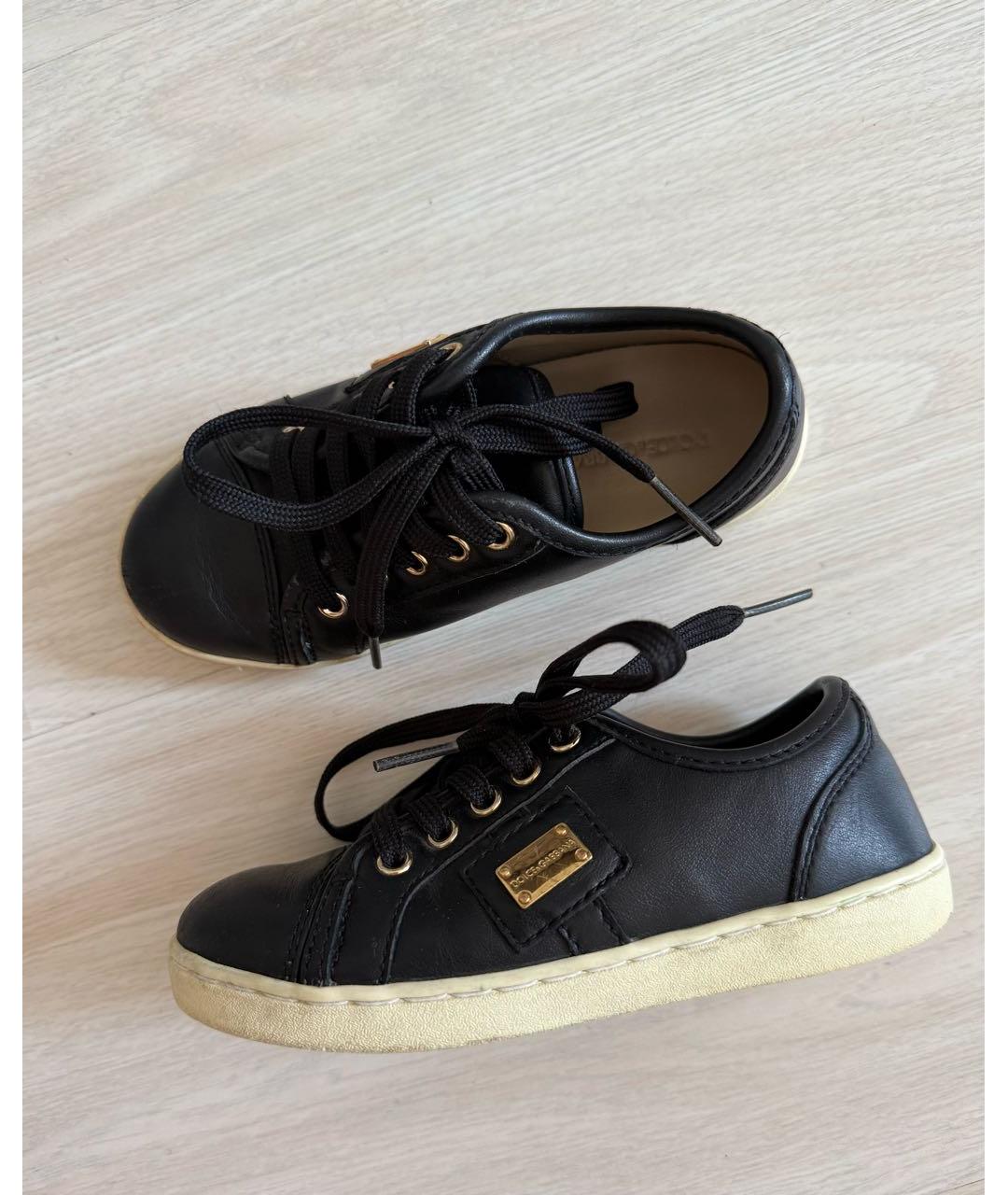 DOLCE&GABBANA Черные кожаные кеды, фото 9