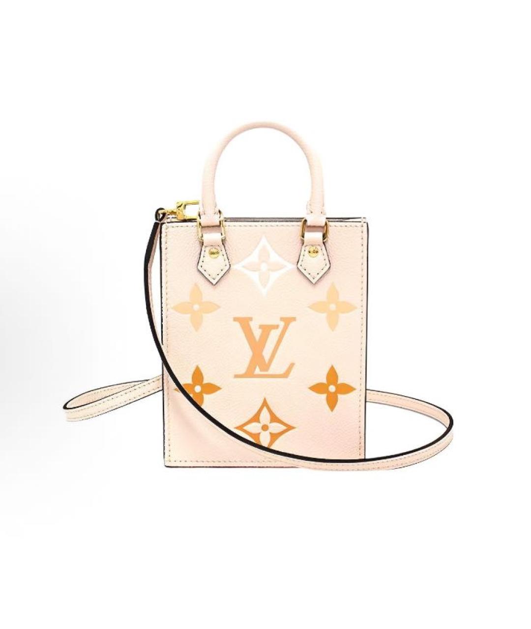 LOUIS VUITTON Бежевая кожаная сумка тоут, фото 5