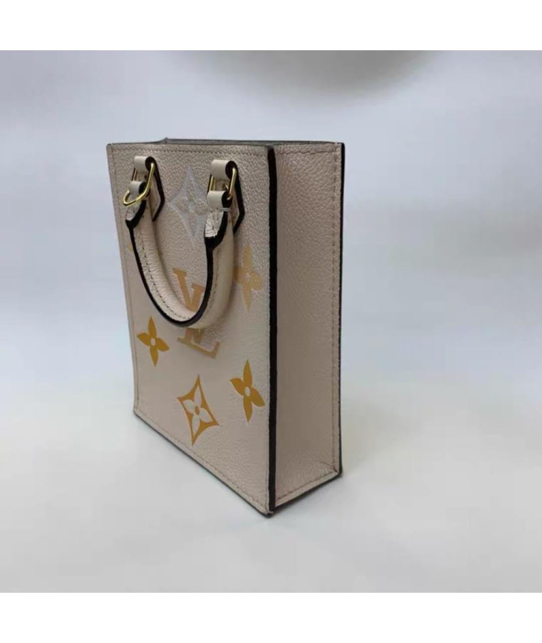 LOUIS VUITTON Бежевая кожаная сумка тоут, фото 3
