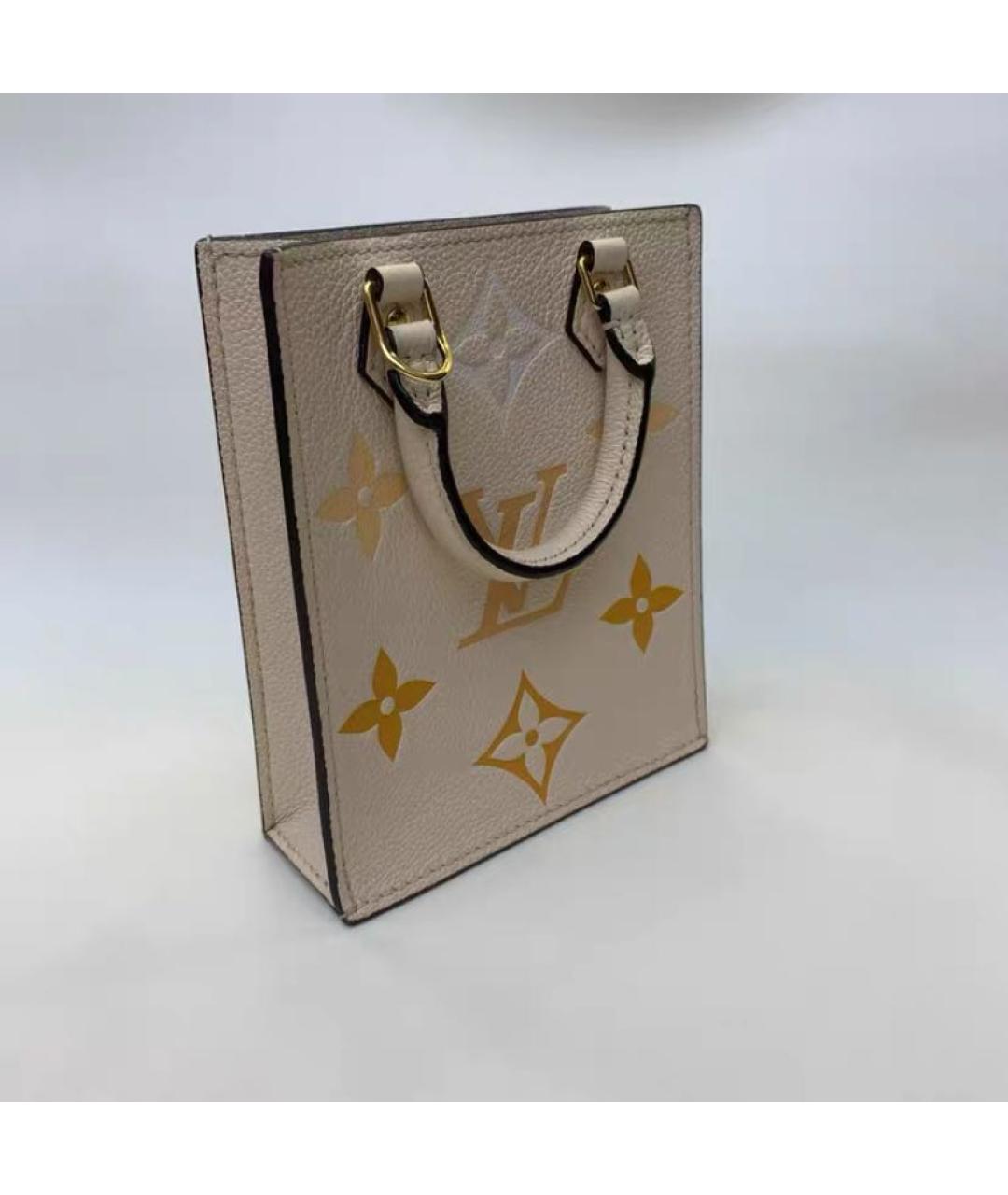 LOUIS VUITTON Бежевая кожаная сумка тоут, фото 4