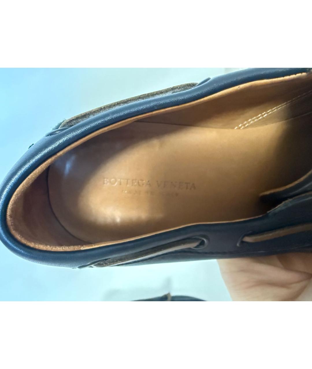 BOTTEGA VENETA Темно-синие кожаные мокасины, фото 5