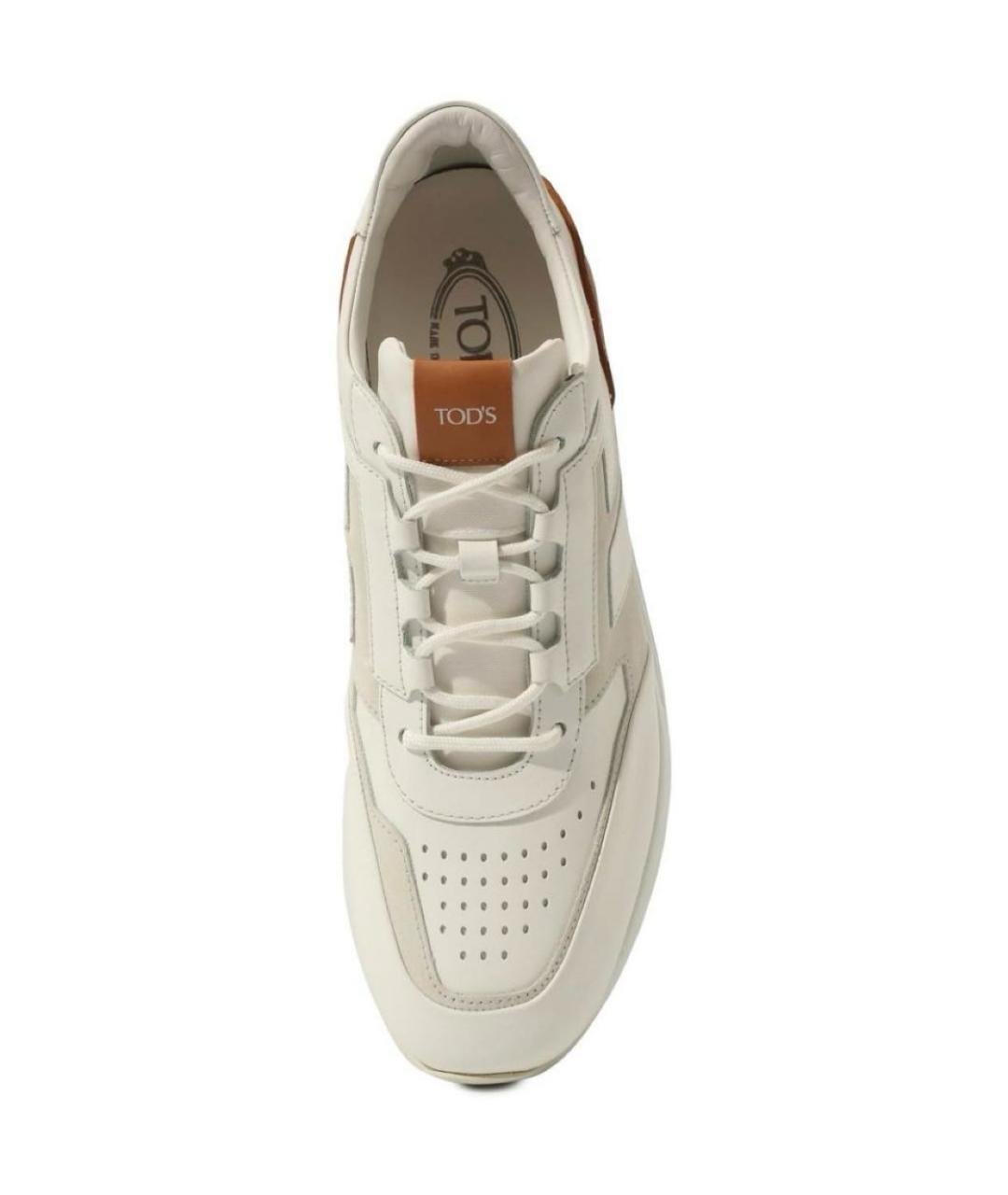 TOD'S Белые кожаные низкие кроссовки / кеды, фото 3