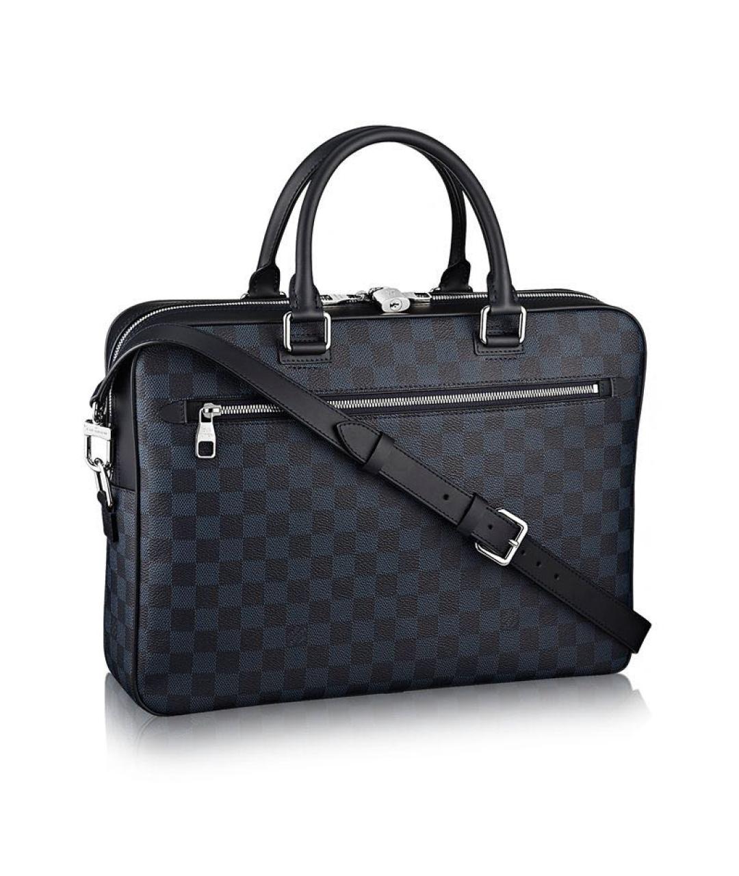 LOUIS VUITTON Темно-синяя кожаная сумка с короткими ручками, фото 9