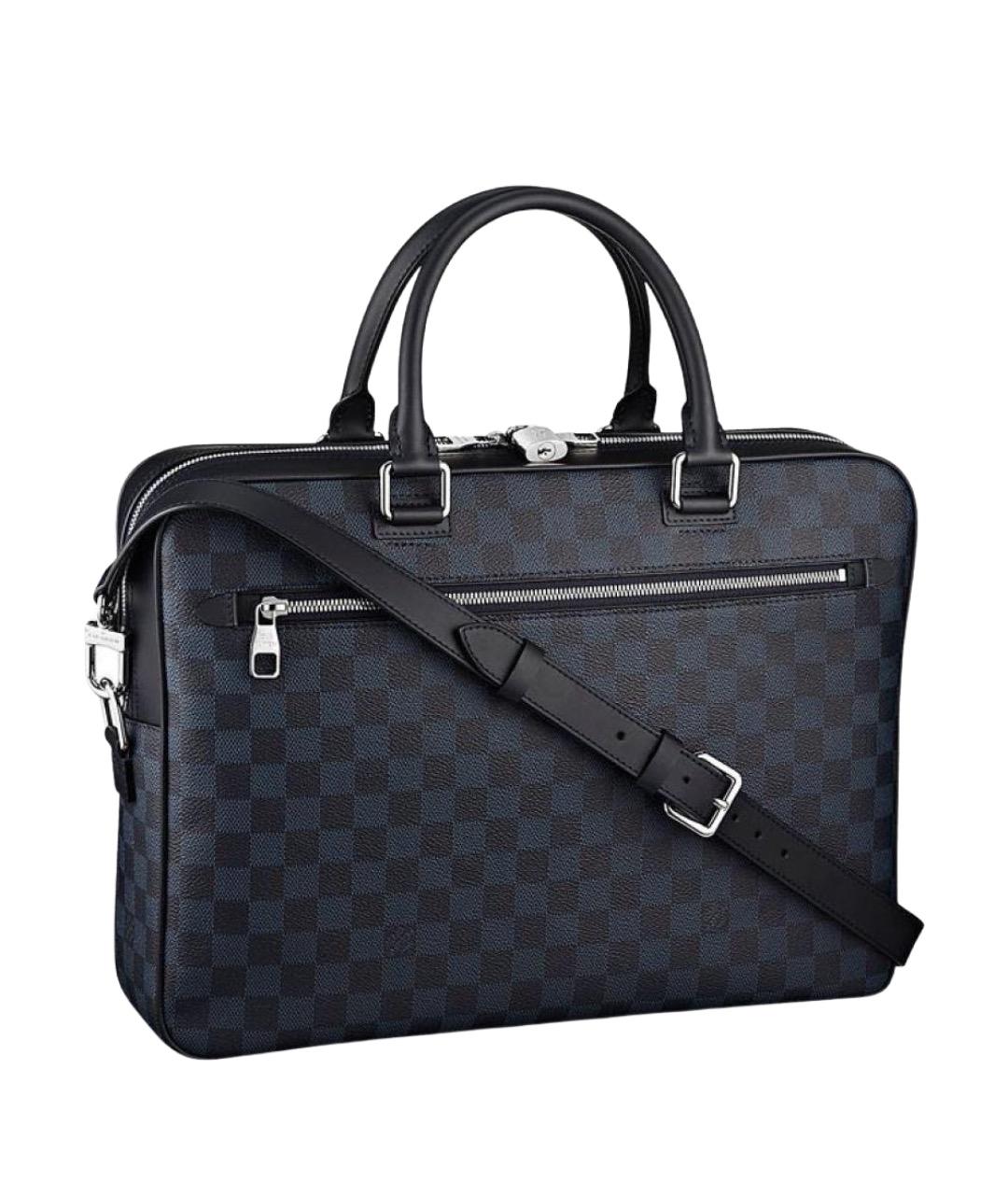 LOUIS VUITTON Темно-синяя кожаная сумка с короткими ручками, фото 1