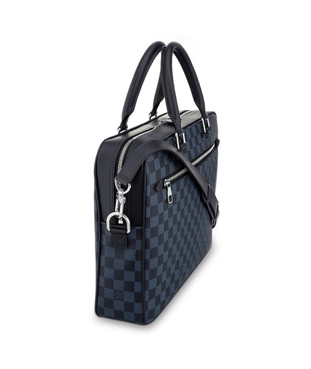 LOUIS VUITTON Темно-синяя кожаная сумка с короткими ручками, фото 2
