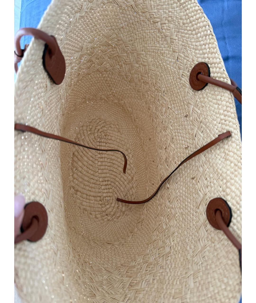 LOEWE Бежевая пелетеная пляжная сумка, фото 4