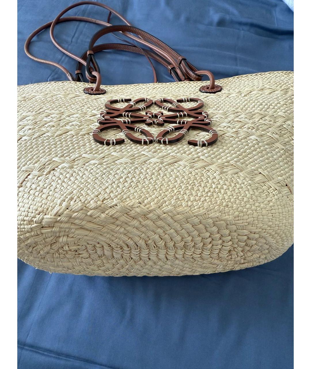 LOEWE Бежевая пелетеная пляжная сумка, фото 2