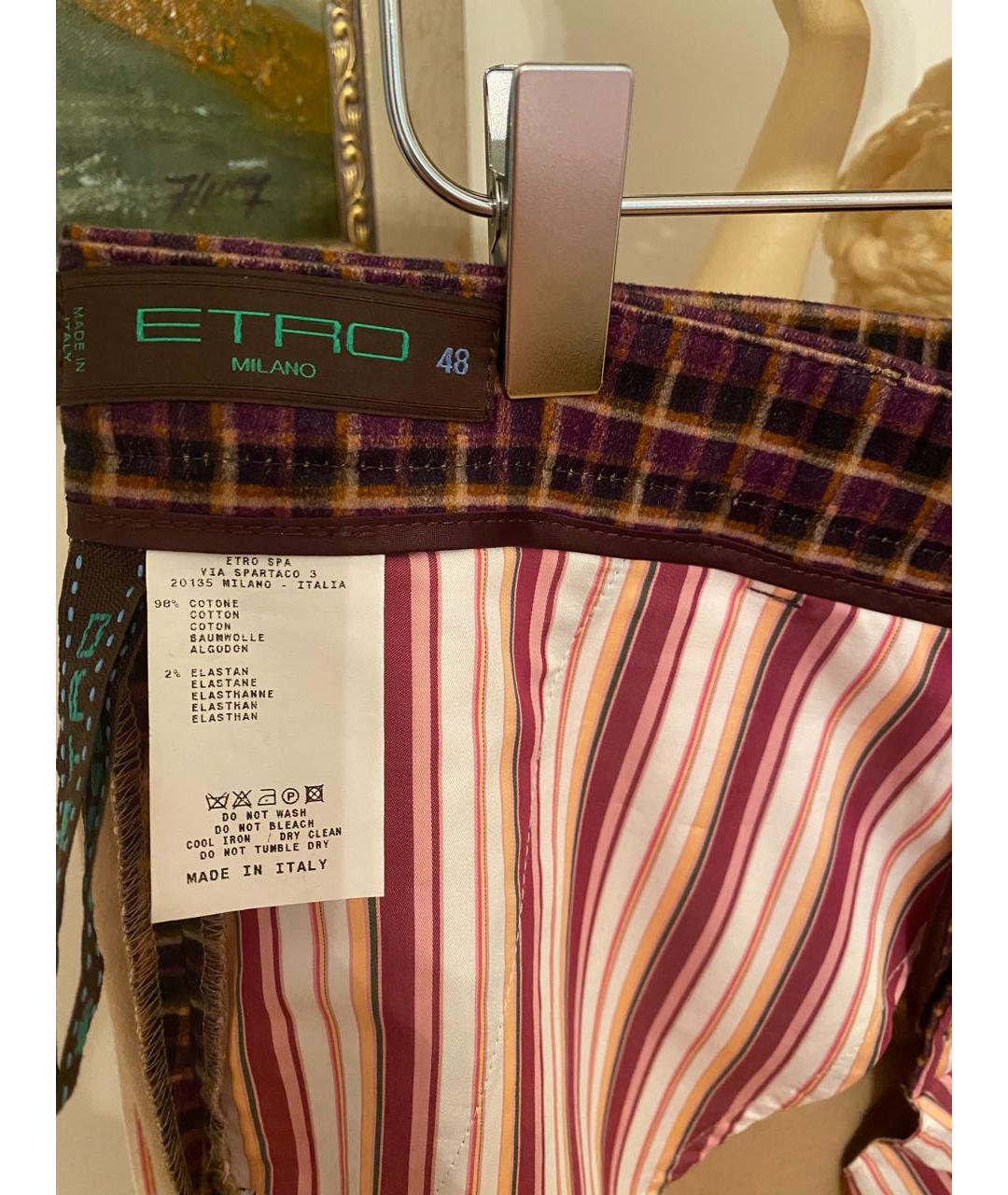 ETRO Мульти велюровые брюки чинос, фото 6