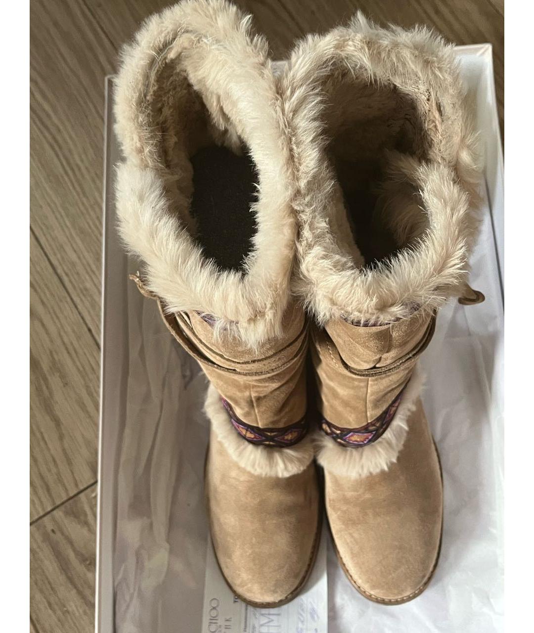 JIMMY CHOO Бежевые замшевые сапоги, фото 4