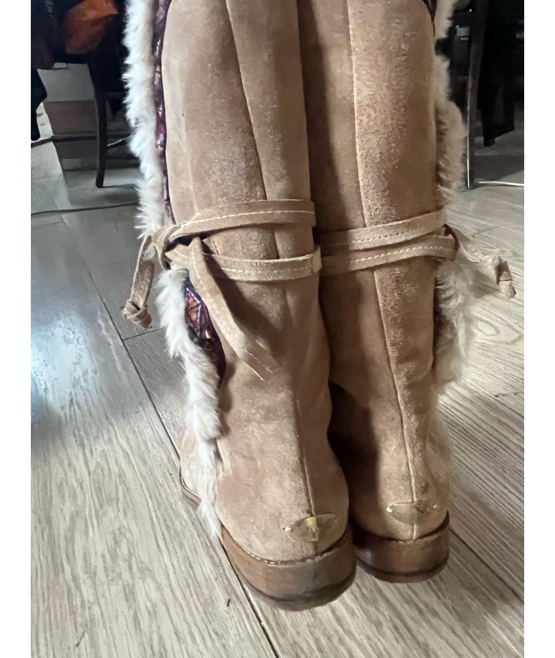 JIMMY CHOO Бежевые замшевые сапоги, фото 5
